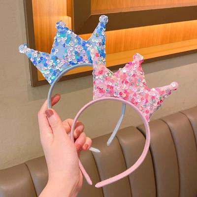 Prinzessin Große Krone Stirnband Kinder süßes doppelseitiges Pailletten-Kronen-Stirnband Geburtstagsgeschenk-Accessoires für kleine Mädchen