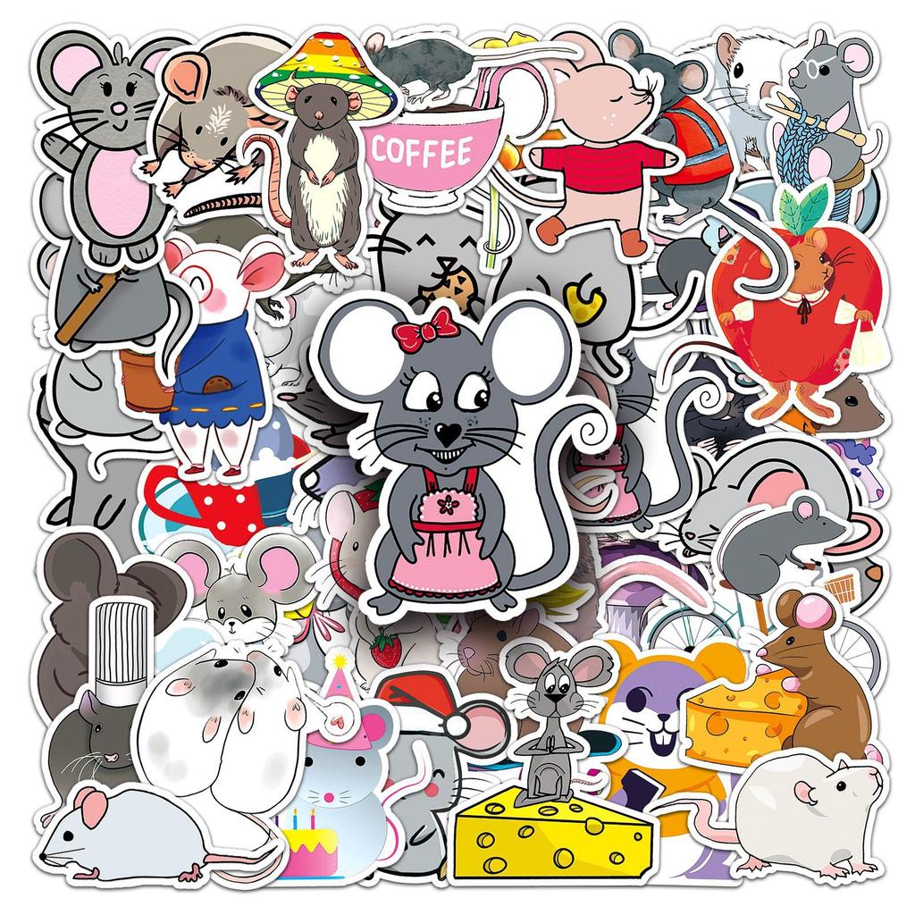 50 Mouse Personality Cartoon Animal Children's Gum Decorative Water Cup Suitcase Skateboard Graffiti Stickers