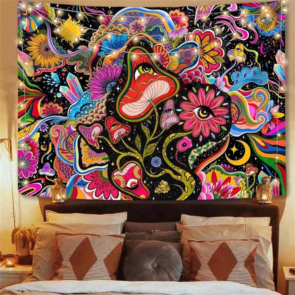 1pc Floral Mushroom Hippie Sun Moon Tapestry Bohemian Celestial Sofa Cover Picnic Blanket Home Dorm Decor