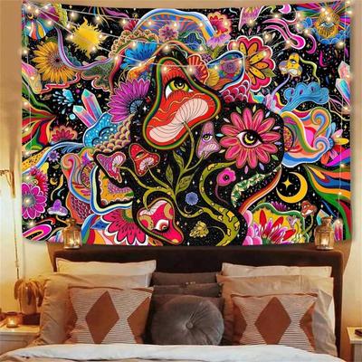 1pc Floral Mushroom Hippie Sun Moon Tapestry Bohemian Celestial Sofa Cover Picnic Blanket Home Dorm Decor
