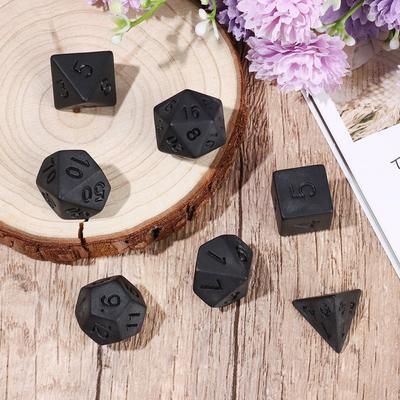 7ks/sada Mnohostěnná černá sada kostek pro TRPG DND Hru Sada kostek Příslušenství Volnočasová zábava Kostky pro deskové karetní matematické hry