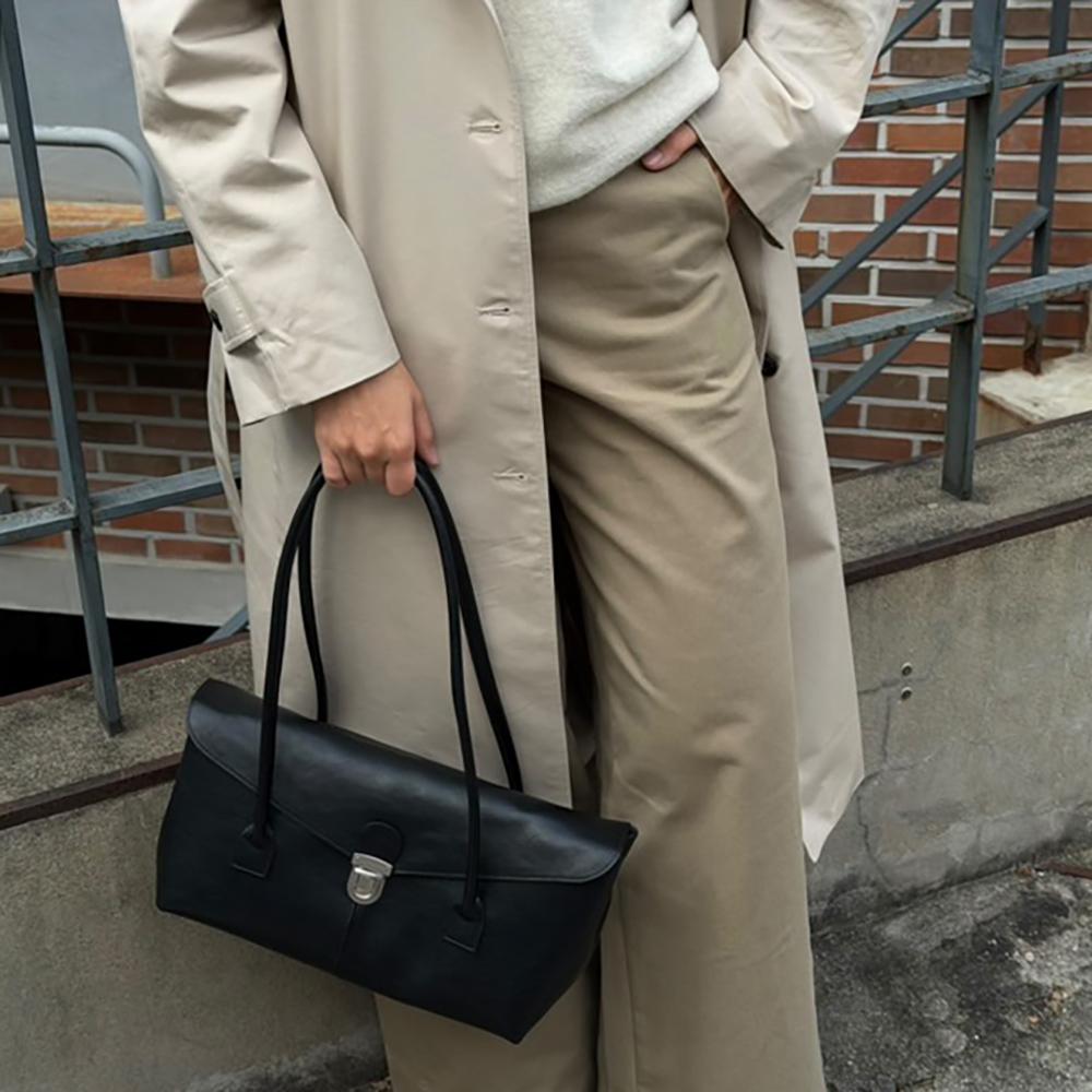 Noische Arc Flap Long Handle Bag _ Black