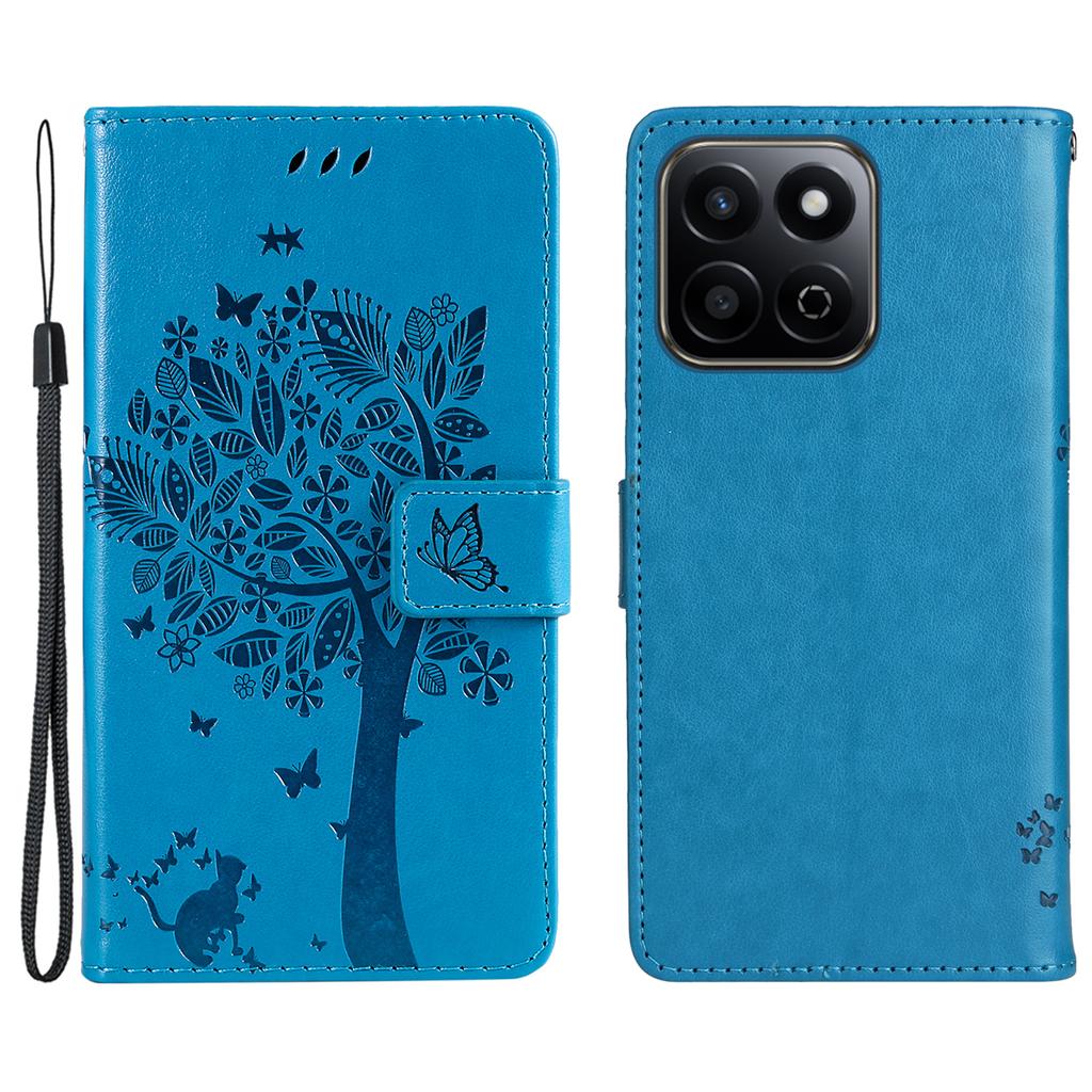 For Honor Play 60 Plus 5G/Play 9T/X7c 4G/200 Smart 5G Phone Case with Stand Cat Tree Pattern Leather Wallet Mobile Cover