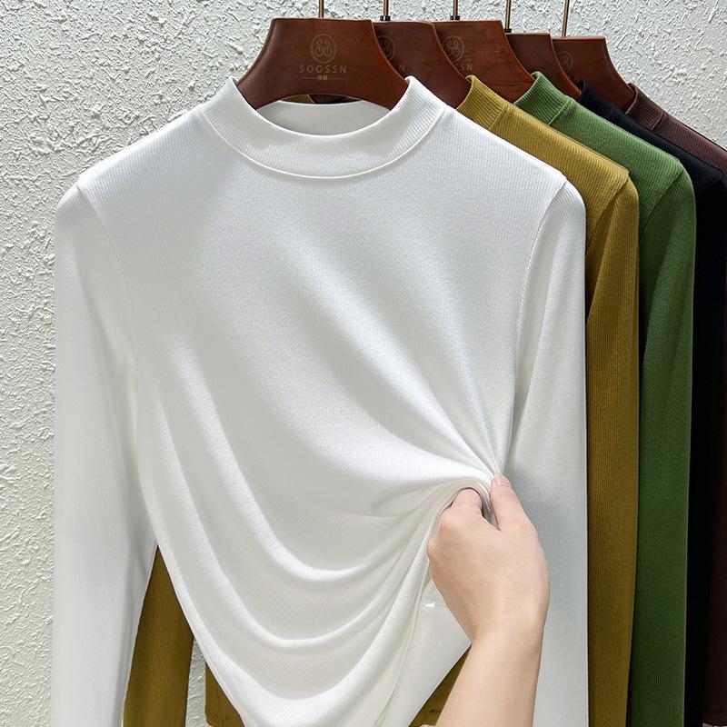 Modal long-sleeved women's thin inner with medium-neck bottoming shirt, new summer shirt