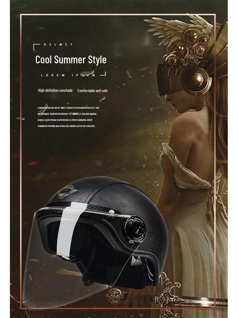 Men's & Women's Retro Electric Motorcycle Helmet - Universal Four-Season Half Helmet