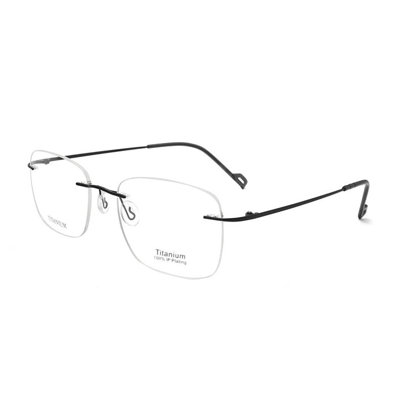 

Pure Titanium Glasses for Sight for Men Blue Anti Light Bezel Optical Lenses for Men Rimless Frame for Women s Grade Glasses +1 0(NO BLUE LIGHT) чорний