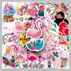 50pcs Flamingo Waterproof Cartoon Stickers for Suitcases, Scooters, Computers, and Tablets