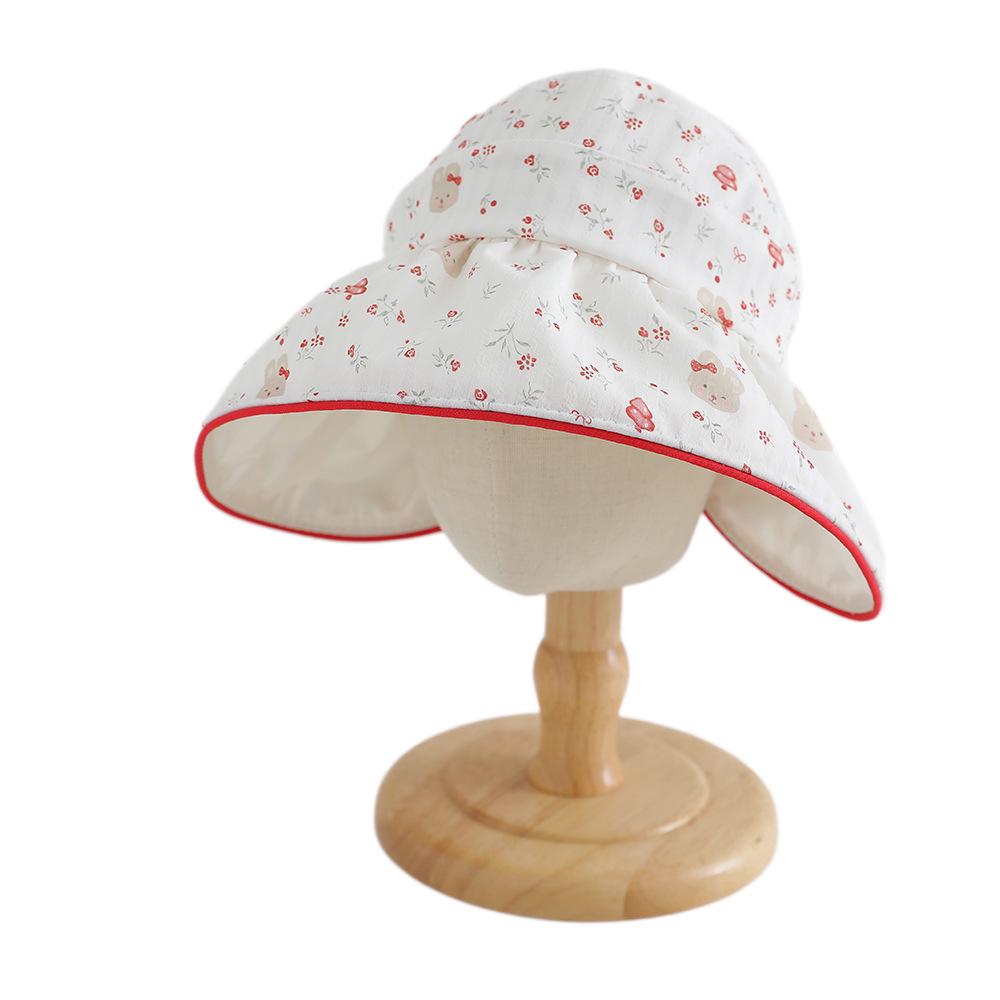 Girls' Cute Floral Wide-Brimmed Summer Sunshade Hat - Breathable Korean Style