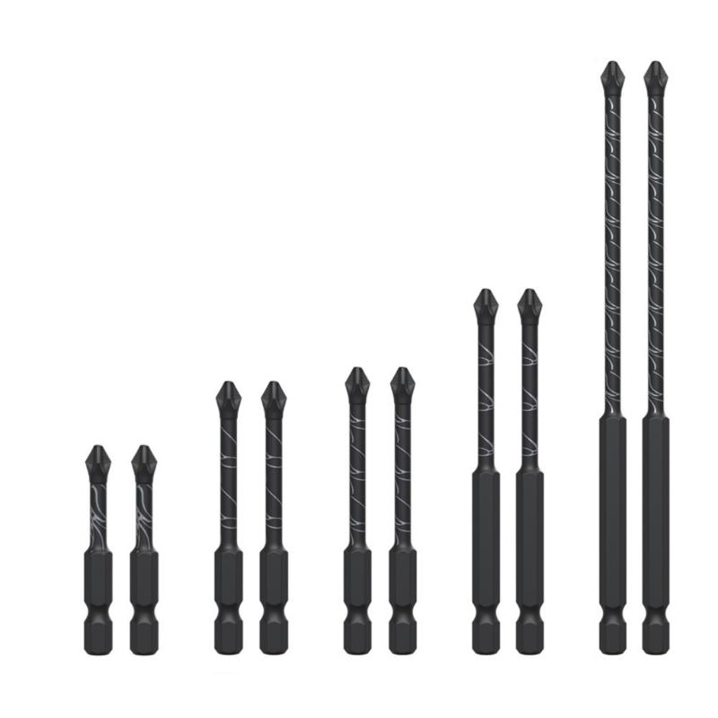 5/10Pieces Magnetic Crosses Tip Screwdriver Bit Hexagonal Handle AntiSlip Texture MultiSize Steel 50mm-150mm Length