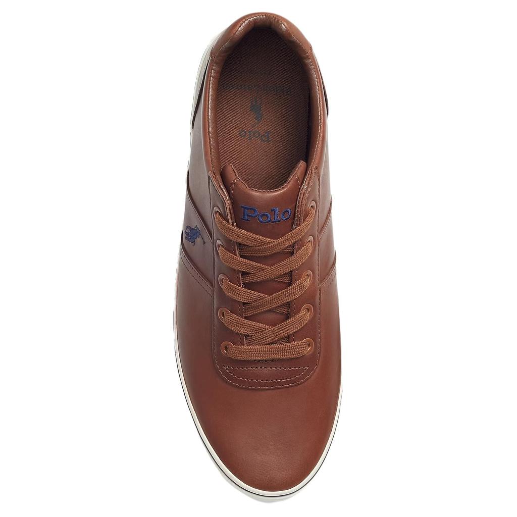 Polo Ralph Lauren Hanford Leather Round Toe Lace-Up Low-Top Sneakers Men Sneakers Brown 513049
