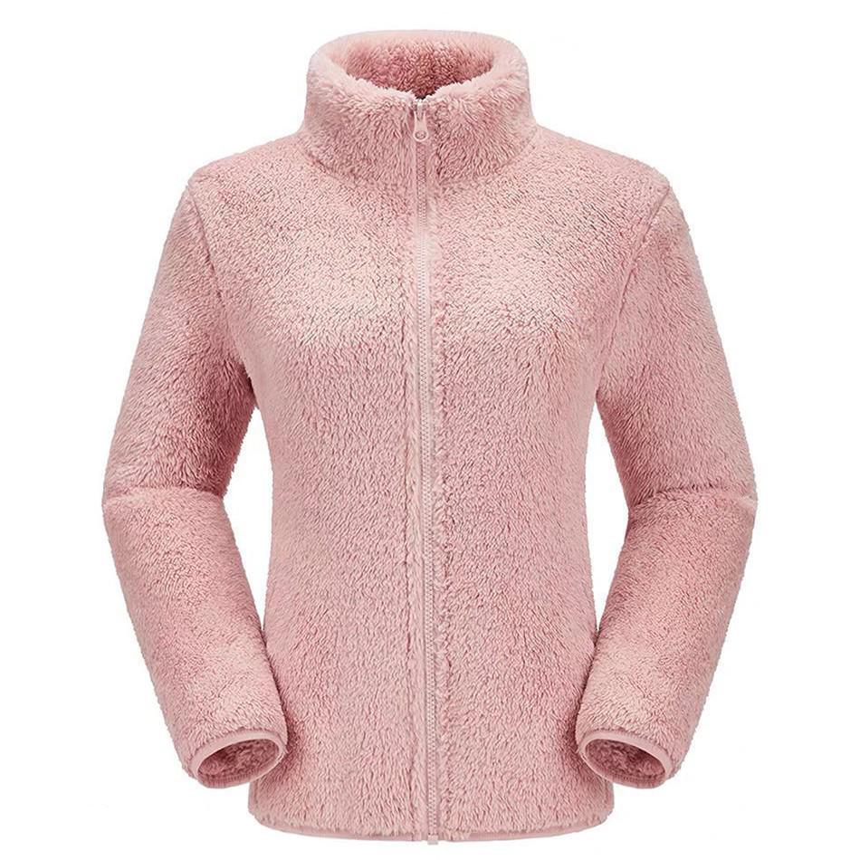 Women's Coral Fleece Stand Collar Jacket - Warm, Thickened, Autumn/Winter, Home or Sports Wear for Middle-Aged Women