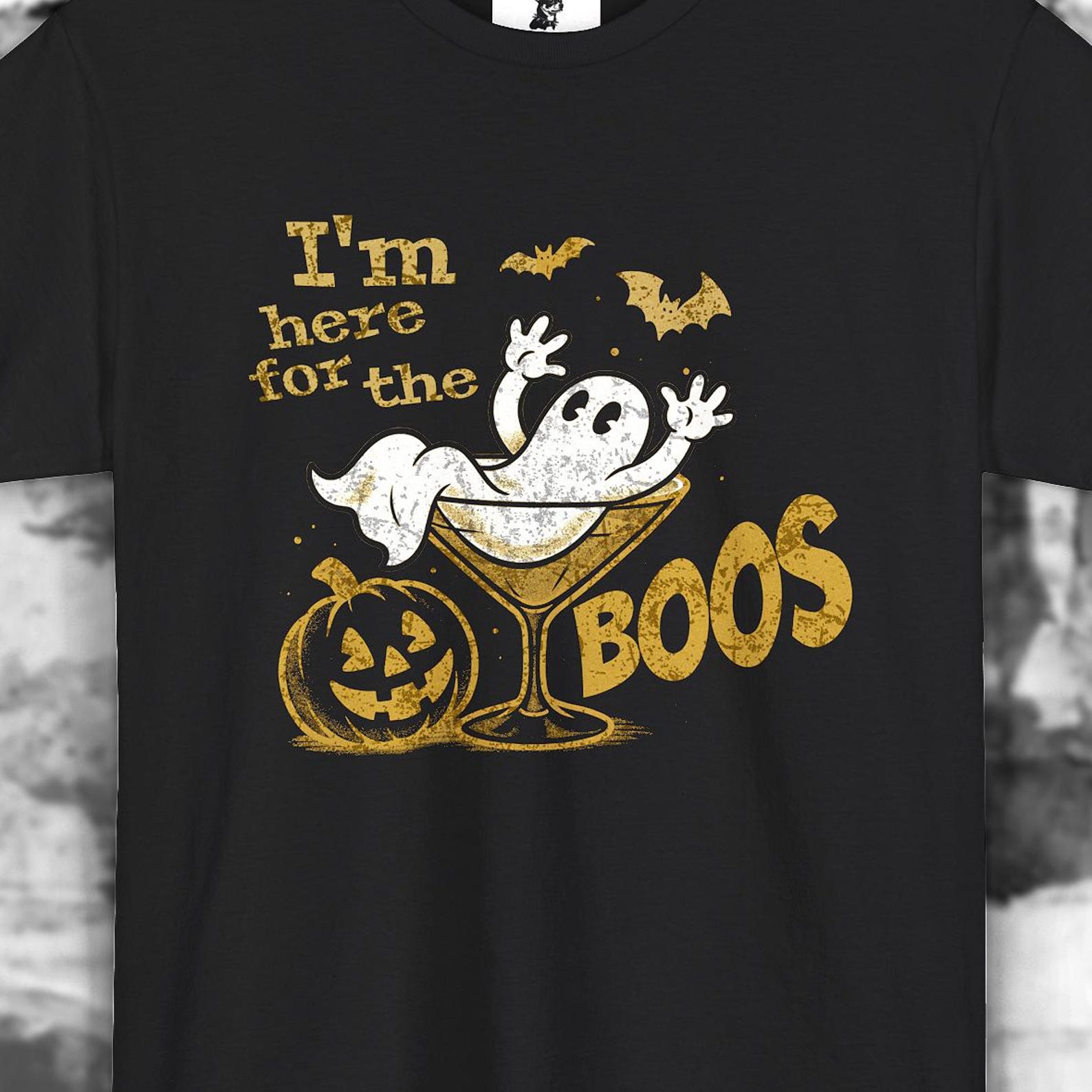 I m Here For The Boos Halloween Shirt Funny Ghost Cocktail Party Graphic Tee S