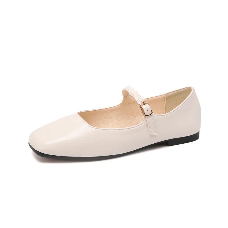 Fashion 2025 Elegant Woman Square Toe Lolita Lady Barefoot Boat Gold Flats Elegant Soft Sole Ballerina Party Mary Jane Shoes