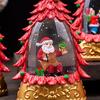 Christmas Snow Ball Lantern Lighted Santa And Christmas Tree Scene Glittering Water Snow Ball Decoration for Home Desktop Decor