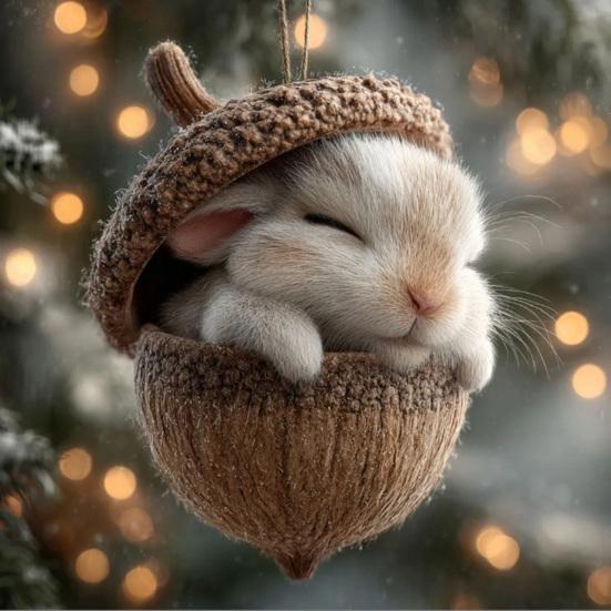 1/6Pcs Car Pendant Charming Squirrel Hedgehog Fox Acorn Acrylic Ornaments Christmas Tree Tabletop Car Accents Holiday Decor