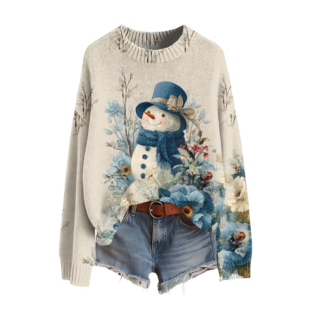 Damen Lustiger Damen Weihnachts-Pullover R-Ausschnitt Weihnachts-Jumper Weihnachts-Outfit Hässliches Sweatshirt Weihnachtskostüm