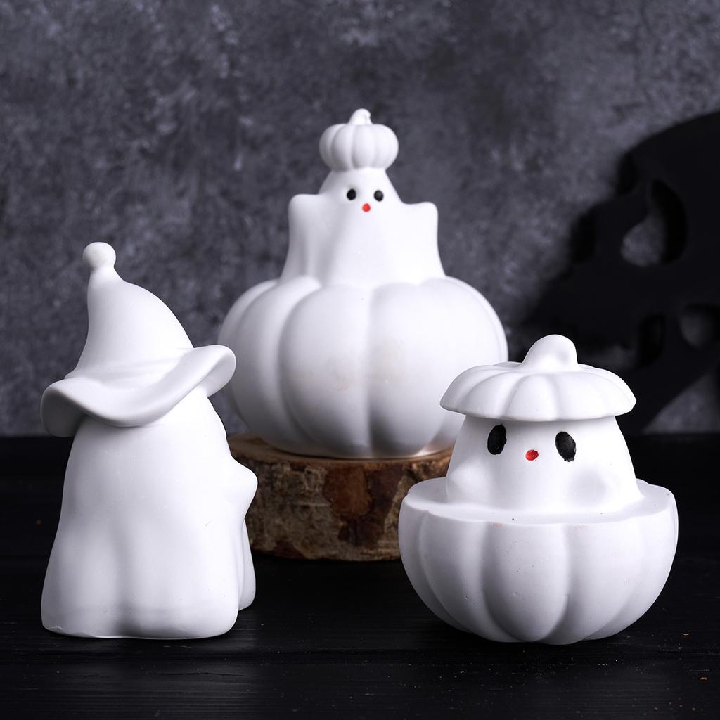 3D Pumpkin Ghost Silicone Mold DIY Halloween Ornaments Candle Molds Aromath Soap Plaster Resin Craft Making Home Holiday Decor