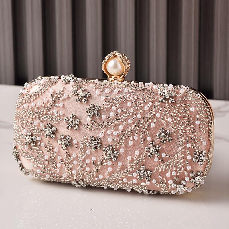 

Vintage Diamond Lady Evening Bag Fashion Solid Color Purse Bags Shiny Rhinestones Decor Banquet Bags New Party Handbag