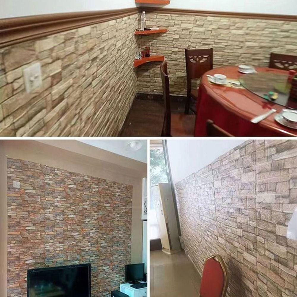 Peel and Stick 3D Imitation Brick Wall Stickers Decorative Stickers  For Home Living Room Kitchen