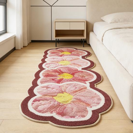 Blumen-Teppichboden aus Kunstkaschmir, rutschfest, waschbar, saugfähig, Plüsch, florale Bodenmatte, Dekoration für Wohnzimmer, Schlafzimmer, Badezimmer