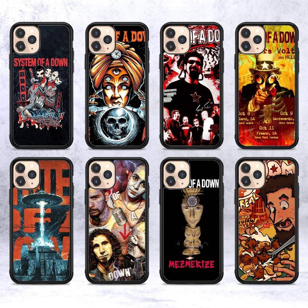 Metal Band System Of A Down PC+TPU Phone Case For IPhone 17 16 15 14 13 12 11 Pro Max Plus Kawaii Cartoon Cover
