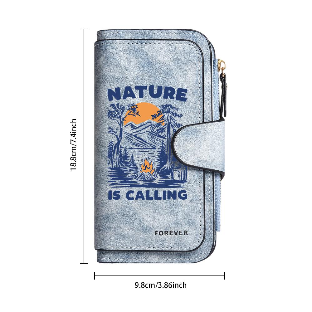 Nature Camping Women Long Wallet Fashion Leather Multi Card Holder Cash Purse