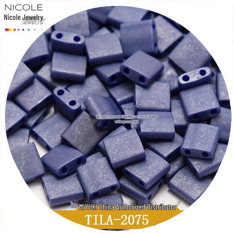 Frosted Iridescent MIYUKI Tila Square Double-Hole Beads, 10g