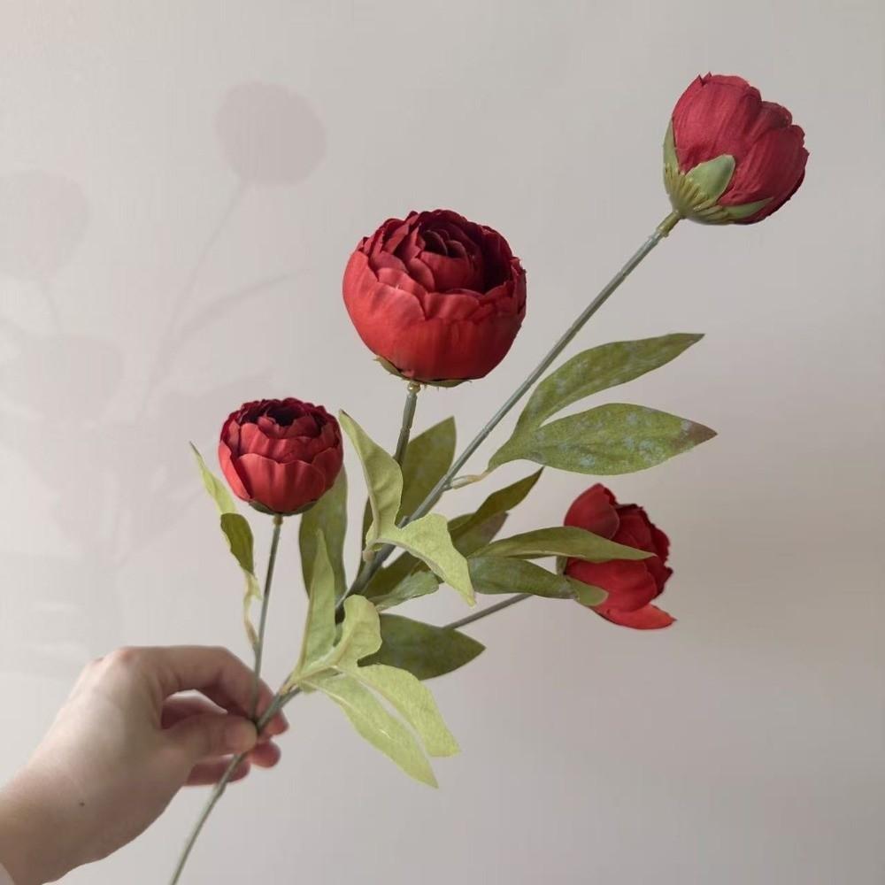 1Pc 4 Heads Artificial Peony Bouquet Realistic Peony Artificial Flowers  Home Room Decor