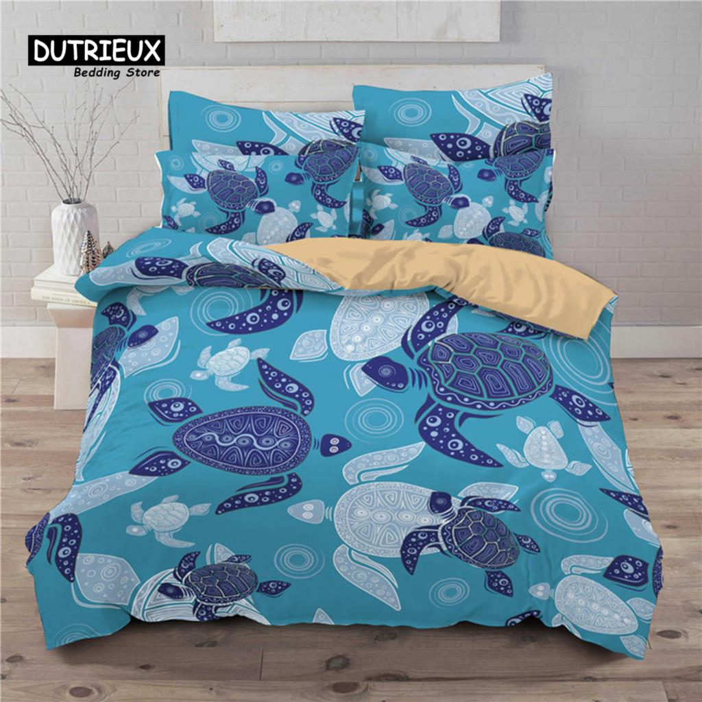 Durable Lightweight Animals Cartoon Owl Butterfly Elephant 3D Print Turtle For Child Adults Polyester King Comforter