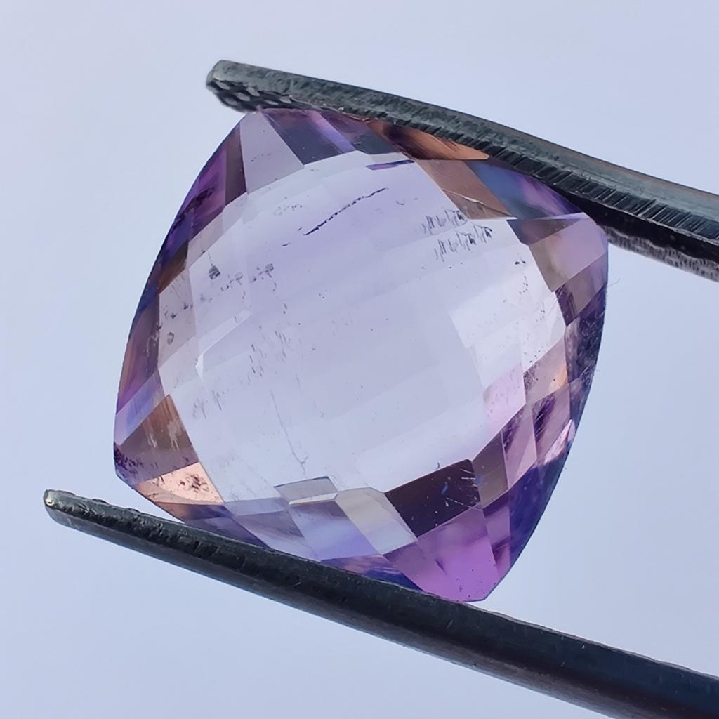 Cheeker Cut Square Cushion Natural African Amethyst Gemstone, Loose Amethyst Gemstone, 3.85 Carat, 10x5 MM Size Cushion Stone.