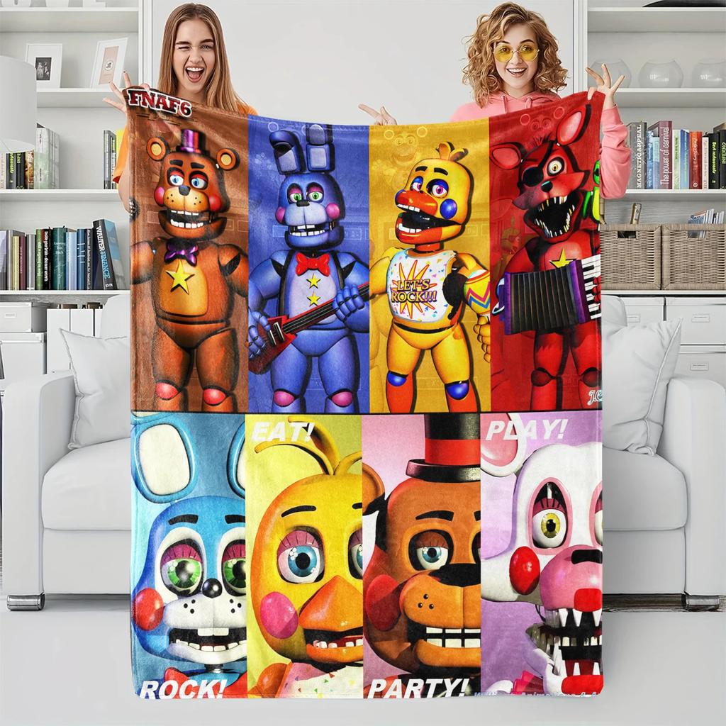 FNAF Golden Freddy Birthday Flannel Blanket Soft Warm Skin-Friendly Nap Throw For Office Home Sofa Bed Cover Travel Camping