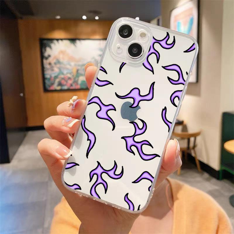 Fashion Flame Luxury Transparent Soft Phone Case For iPhone 15 14 13 12 11 Pro Max XS X XR 7 8 Plus Shockproof Cover Fundas