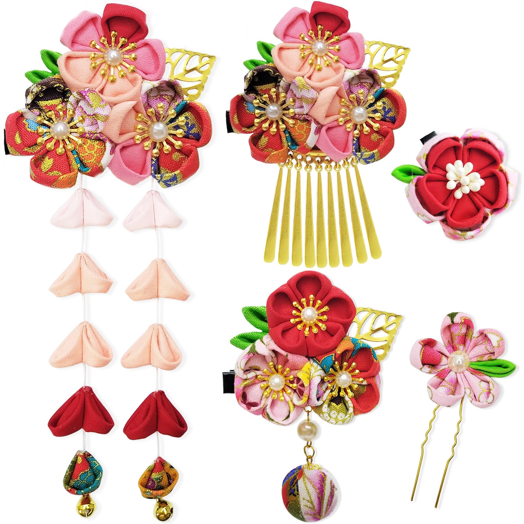 

Барамолы Волосы Украшение для волос для ручной работы Искусственный цветок Роскошный Милый Японский Красный Орнамент, Цумами-дзаику (Цума́ми-дза́йку) Взросление