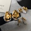 Stainless Steel Vintage Droplet Metal Splice Stud Earrings for Women Two Wear Way Mix Color New Accessory Charm Luxury Jewelry