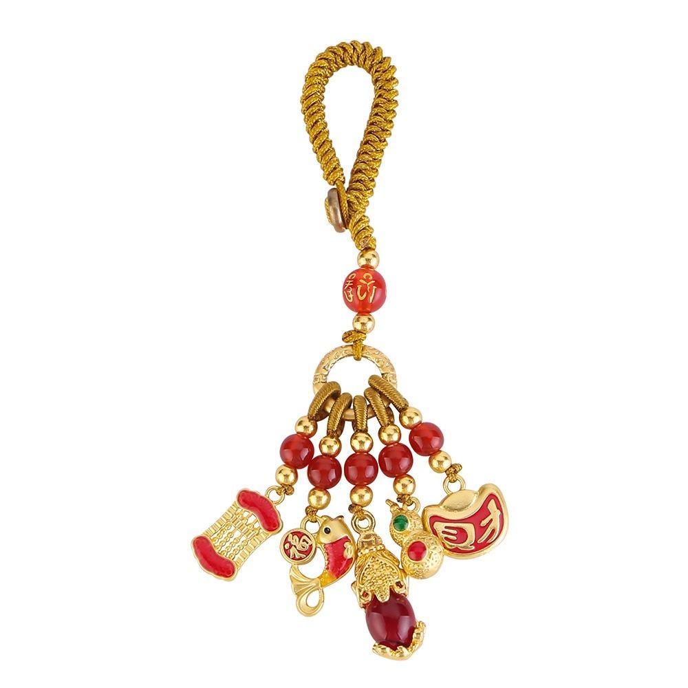 Hanging Ornaments God of Wealth Pendant Enamels Bag Pendant Vintage Hanging Ornament  Car