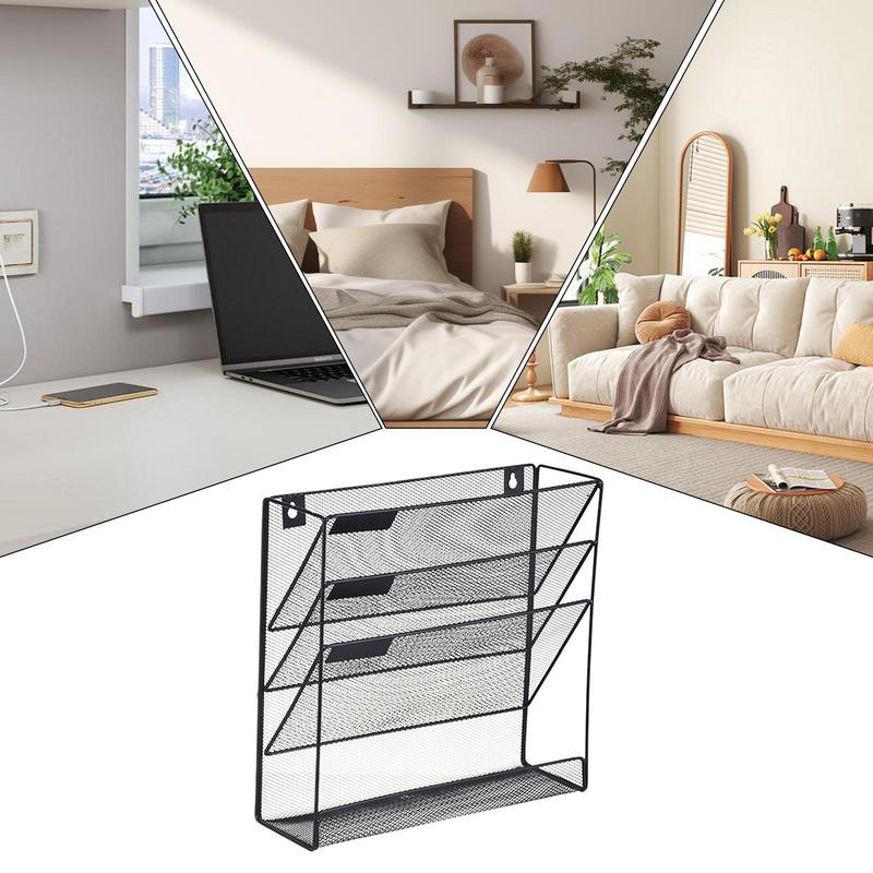 File Holder Wall Mounted Space-Saving Desktop Folder Rack Space-saving Mail Paper Organizer For Documents Multifunctional Folder