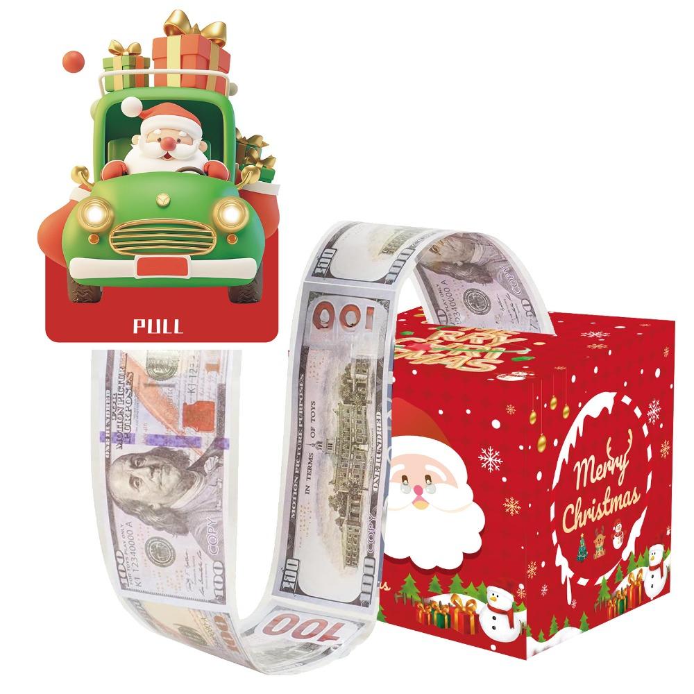 With 50pcs Transparent Bags Pull Out Christmas Money Box Merry Christmas Santa Transparent Bags Money Pulling Box DIY Snowman