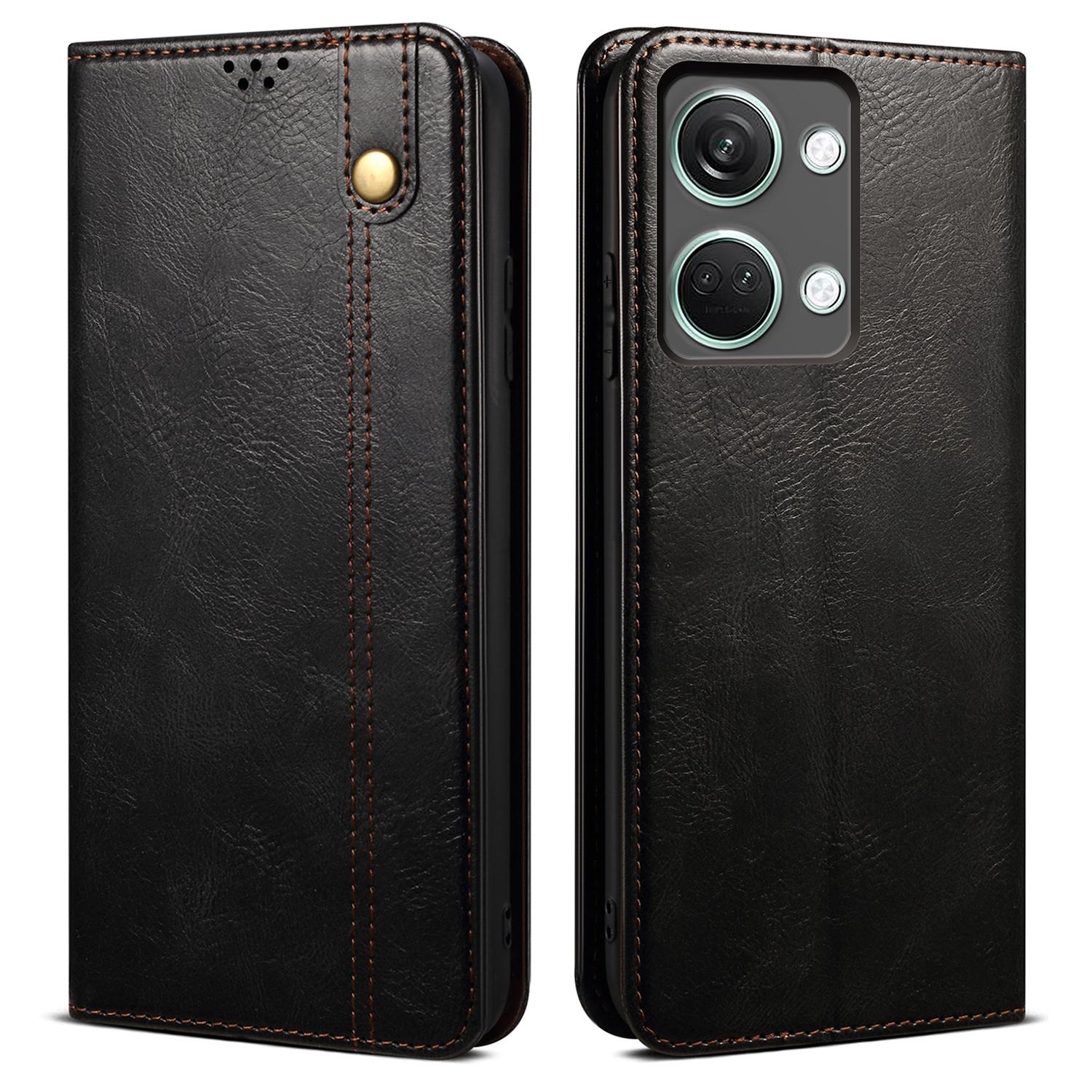 

Для OnePlus Nord 3 5G/Ace 2V Чехол-кошелек Вощеная текстура Crazy Horse Чехол для мобильного телефона Подставка PU кожаный чехол для телефона Black