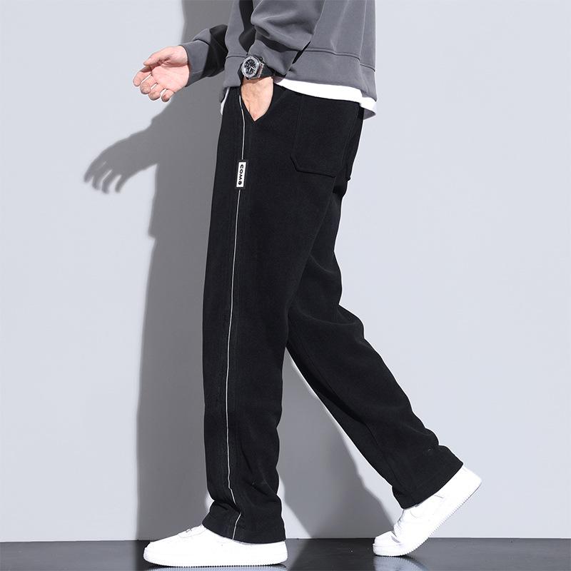 Men's Fleece-Lined Wide-Leg Sweatpants, Winter Sports Casual Pants for Spring/Autumn 2025