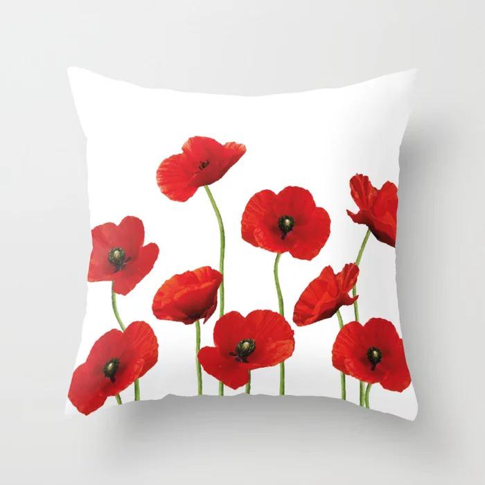 New Red Plaid Printed Pillowcase Home Fabric Sofa Pillow Cushion Cover