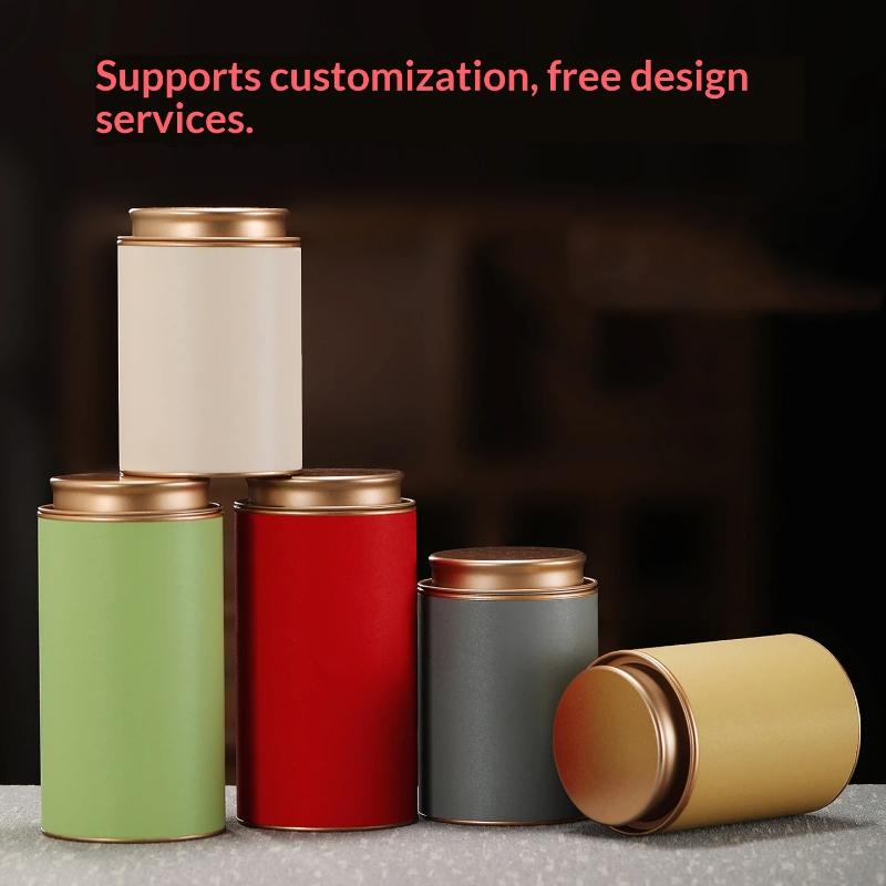 Mini Tea Caddy Sealed Storage Paper Tank Portable Travel Tea Boxes Tea Tin Containers Coffee Canister Kitchen Spice Candy Jar