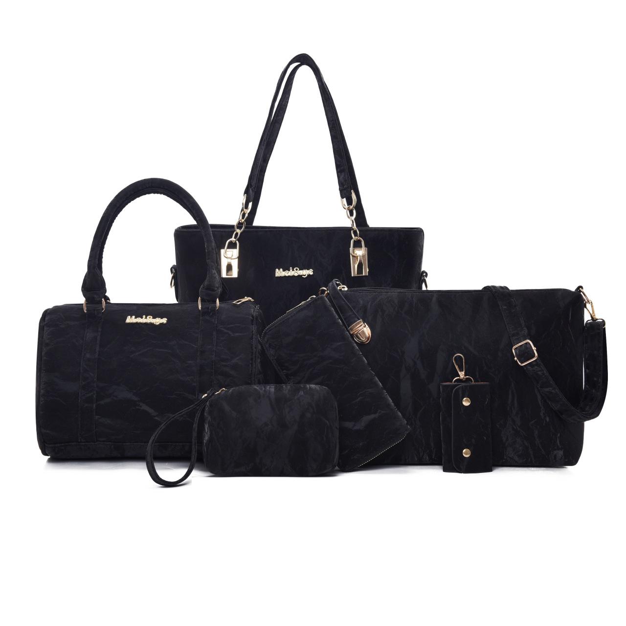 

Новая женская сумка модный набор из шести предметов, сумка для матери и ребенка с принтом, большая вместимость, на плечо, портативная сумка-мессенджер, модная чёрный