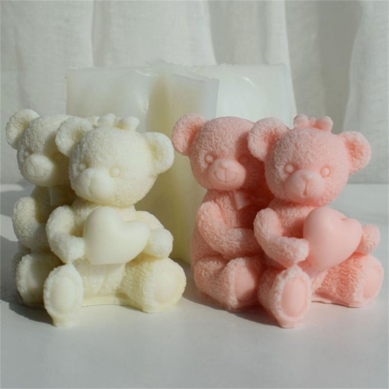 Soft and Durable Silicone Cartoon Bear Candle Mold for Art Project Making Unique Candle or Aromatherapy in Home