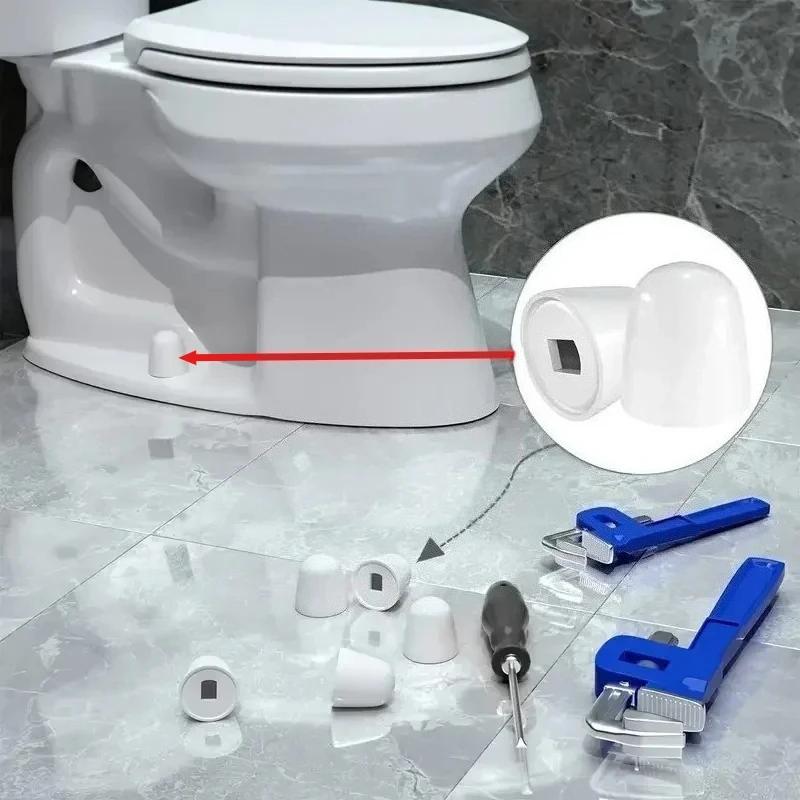 6pcs Universal Toilet Bolt Caps, Round Plastic Push-On Toilet Bowl BoltCaps Covers, With Extra Washers For Easy Installation