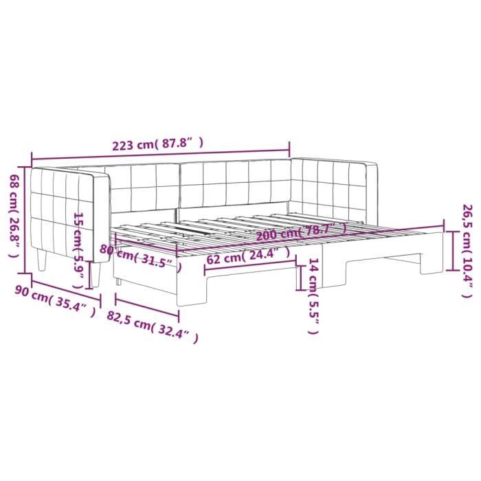 VidaXL Daybed with Trundle Bed Yellow 80x200 Cm Velvet 3196689