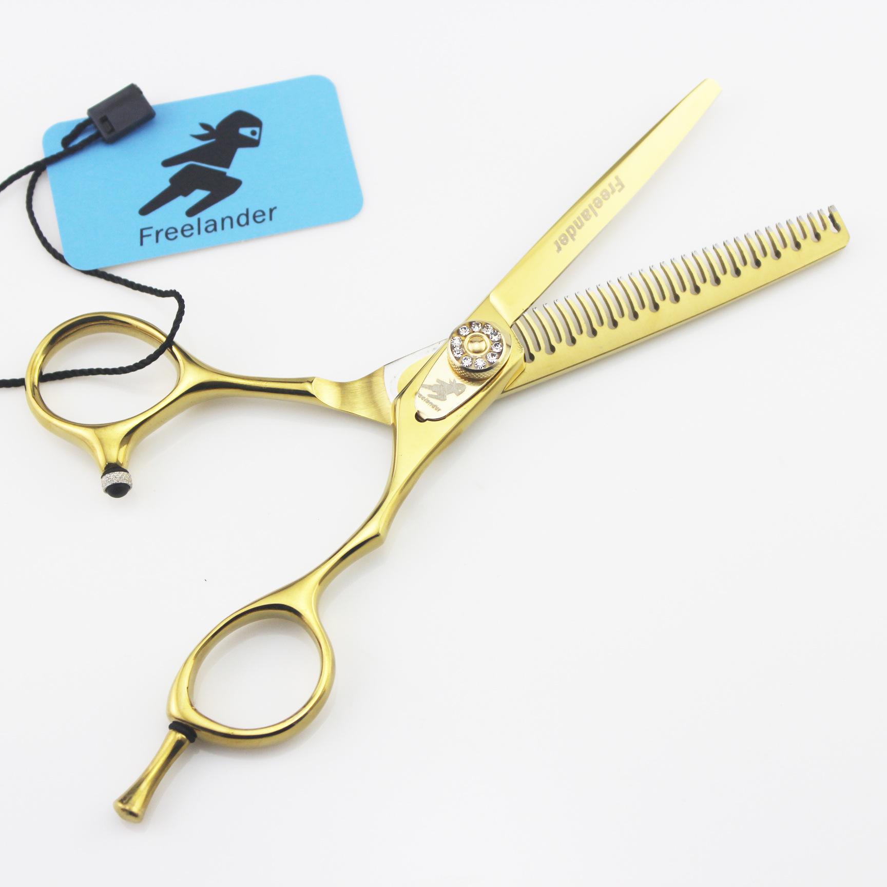 6.0 inch anti-tooth, high-end, gold Freelander hair scissors, hair scissors, bangs scissors, tooth scissors JS