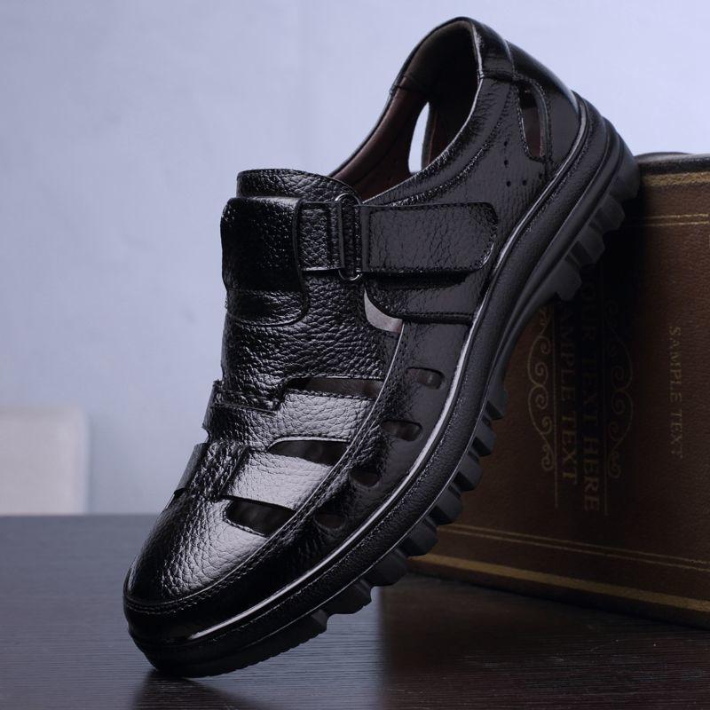 

Luxury Men s Sandals Summer New Hollow Out Leather Shoes for Men Breathable Casual Shoes High Quality Men Sandalias 2024 38