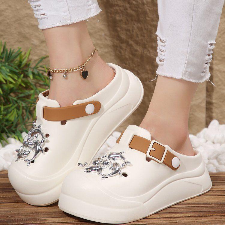 Outer Wear Thick-soled Office Sandals Show Feet, Small Bag Head, Half Drag Hole Shoes, Women's 2025 Summer and Autumn New Models