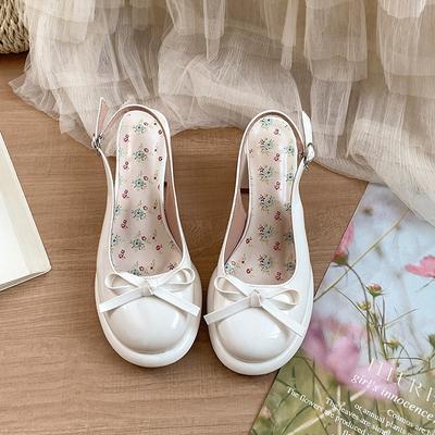 Hot Selling Strik Schoenen 2025 Hoge Hak Sandalen voor Dames Hoge Hak Transparant Gesloten Blok Retro Nieuwe Vlinderknoop Schandalen Gesloten