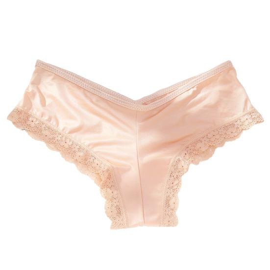 

Женские трусики с низкой талией, кружевные однотонные ледяные шелковые трусы, эластичные мягкие антисептические влагоотводящие женские трусы, трусы XL бежевый